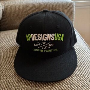 Black AP Designs USA Snapback Hat